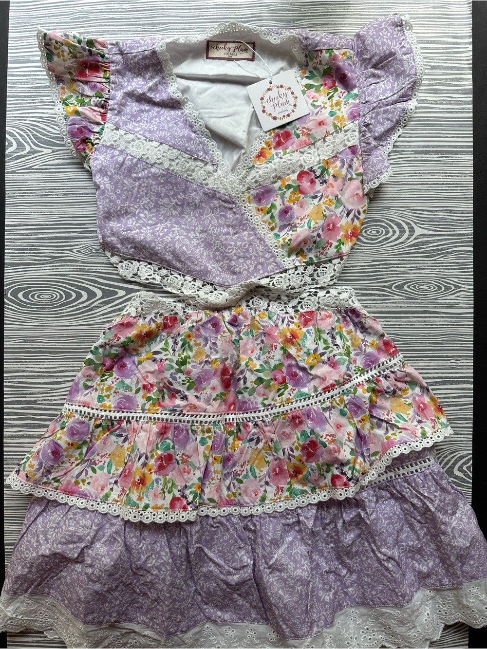 cheeky plum Lavender and Floral Tiered Dress